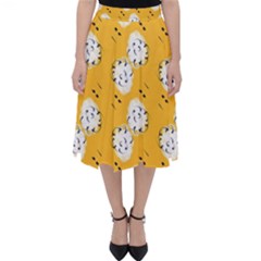 Fluffy Clouds Mustard  Classic Midi Skirt by VeataAtticus