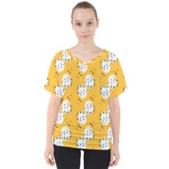 Fluffy Clouds Mustard  V-neck Dolman Drape Top by VeataAtticus