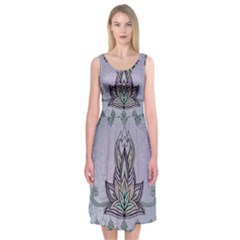 Abstract Decorative Floral Design, Mandala Midi Sleeveless Dress by FantasyWorld7