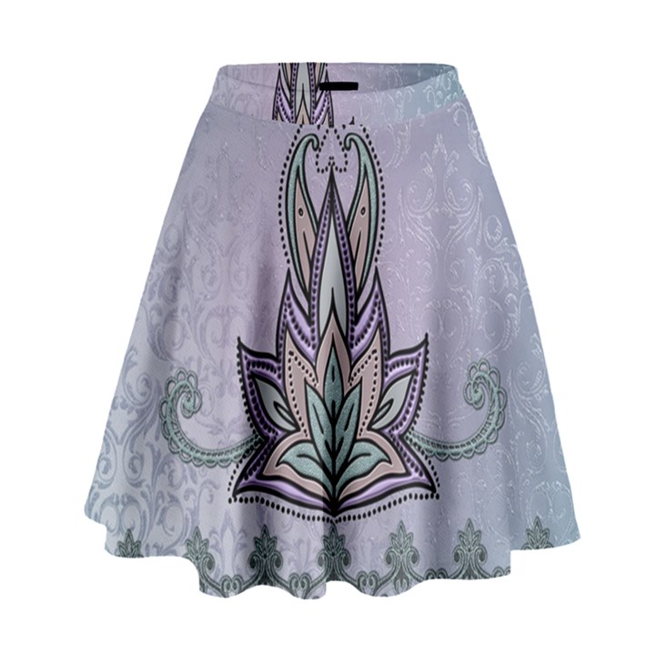 Abstract Decorative Floral Design, Mandala High Waist Skirt