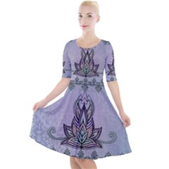 Abstract Decorative Floral Design, Mandala Quarter Sleeve A-line Dress by FantasyWorld7