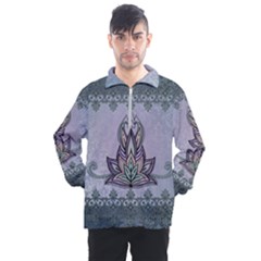 Abstract Decorative Floral Design, Mandala Men s Half Zip Pullover by FantasyWorld7