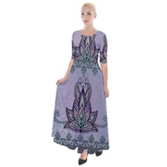 Abstract Decorative Floral Design, Mandala Half Sleeves Maxi Dress by FantasyWorld7