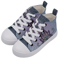 Abstract Decorative Floral Design, Mandala Kids  Mid-top Canvas Sneakers by FantasyWorld7