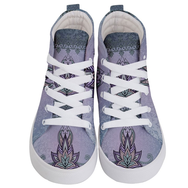 Abstract Decorative Floral Design, Mandala Kids  Hi-Top Skate Sneakers