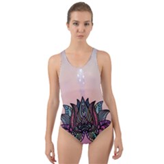 Abstract Decorative Floral Design, Mandala Cut-out Back One Piece Swimsuit by FantasyWorld7