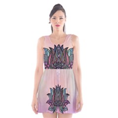 Abstract Decorative Floral Design, Mandala Scoop Neck Skater Dress