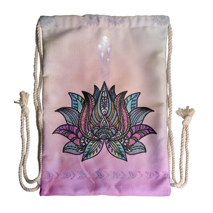 Abstract Decorative Floral Design, Mandala Drawstring Bag (Large)