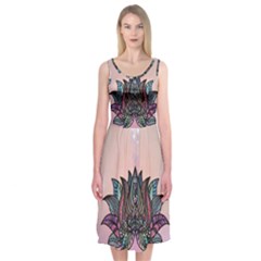 Abstract Decorative Floral Design, Mandala Midi Sleeveless Dress by FantasyWorld7