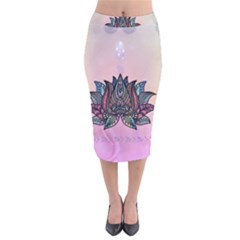 Abstract Decorative Floral Design, Mandala Velvet Midi Pencil Skirt by FantasyWorld7