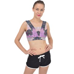 Abstract Decorative Floral Design, Mandala V-back Sports Bra by FantasyWorld7