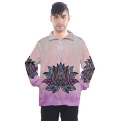 Abstract Decorative Floral Design, Mandala Men s Half Zip Pullover by FantasyWorld7