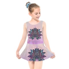 Abstract Decorative Floral Design, Mandala Kids  Skater Dress Swimsuit by FantasyWorld7