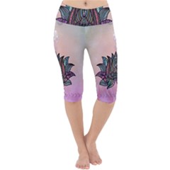 Abstract Decorative Floral Design, Mandala Lightweight Velour Cropped Yoga Leggings by FantasyWorld7