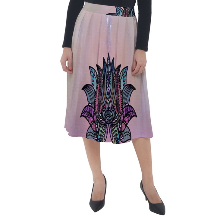 Abstract Decorative Floral Design, Mandala Classic Velour Midi Skirt 