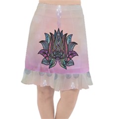 Abstract Decorative Floral Design, Mandala Fishtail Chiffon Skirt