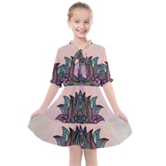 Abstract Decorative Floral Design, Mandala Kids  All Frills Chiffon Dress by FantasyWorld7