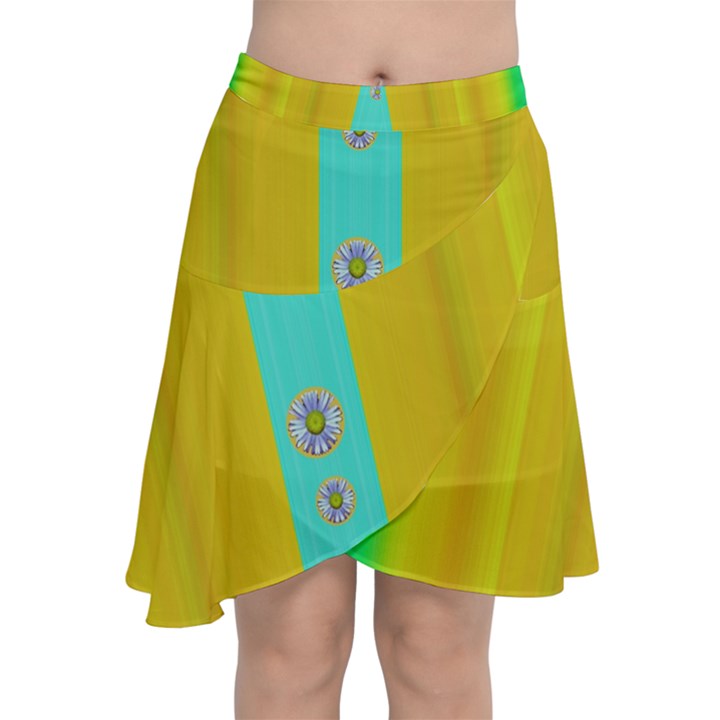 Colors And Flowers Chiffon Wrap Front Skirt