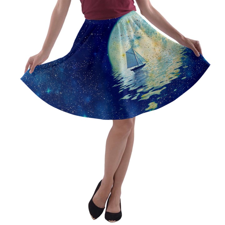 space galaxy A-line Skater Skirt