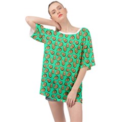 Tropical Aqua Avocadoes Oversized Chiffon Top