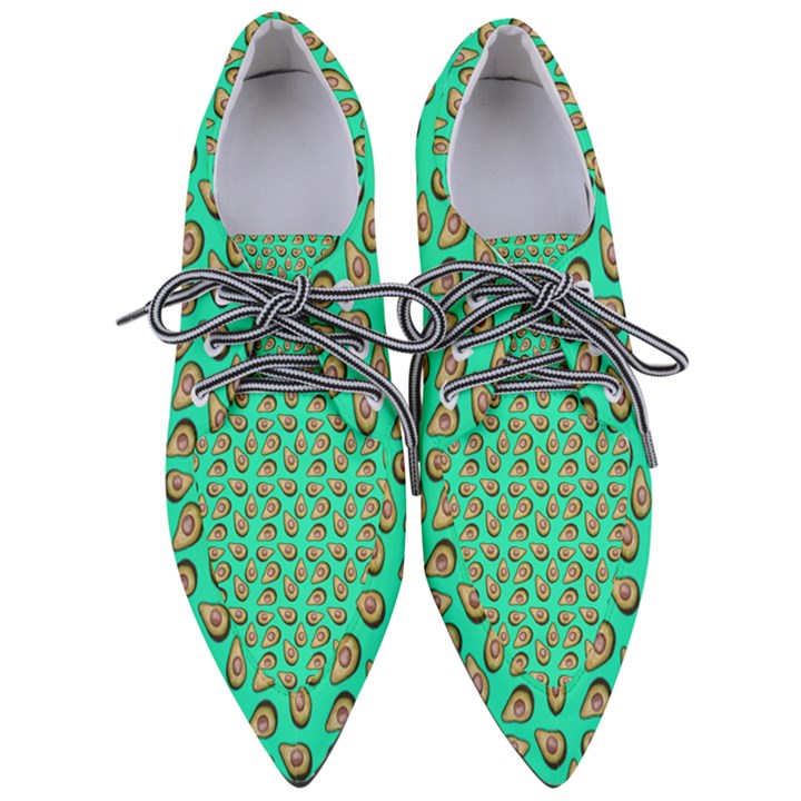 Tropical Aqua Avocadoes Pointed Oxford Shoes