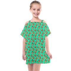 Tropical Aqua Avocadoes Kids  One Piece Chiffon Dress