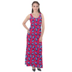 Tropical Pink Avocadoes Sleeveless Velour Maxi Dress