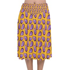 Tropical Orange Avocadoes Velvet Flared Midi Skirt by snowwhitegirl