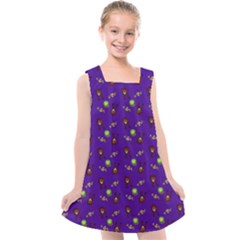 School Girl Braids Dark Blue Kids  Cross Back Dress