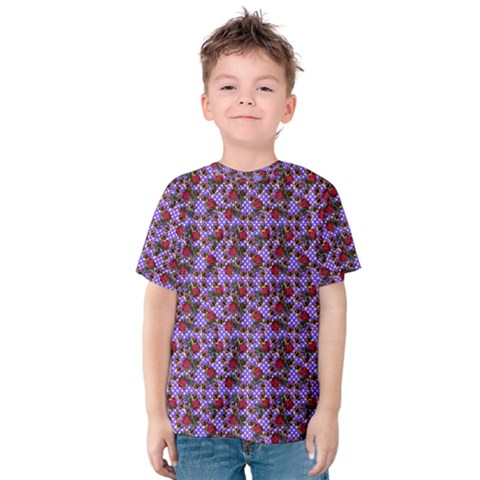 Lazy Cat Floral Pattern Lilac Polka Kids  Cotton Tee by snowwhitegirl