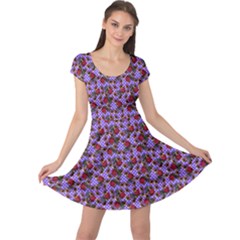 Lazy Cat Floral Pattern Lilac Polka Cap Sleeve Dress by snowwhitegirl