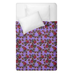 Lazy Cat Floral Pattern Lilac Polka Duvet Cover Double Side (single Size) by snowwhitegirl