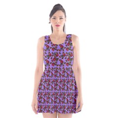 Lazy Cat Floral Pattern Lilac Polka Scoop Neck Skater Dress