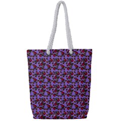 Lazy Cat Floral Pattern Lilac Polka Full Print Rope Handle Tote (small) by snowwhitegirl