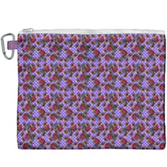 Lazy Cat Floral Pattern Lilac Polka Canvas Cosmetic Bag (xxxl) by snowwhitegirl