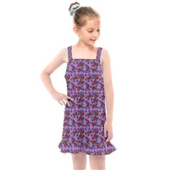 Lazy Cat Floral Pattern Lilac Polka Kids  Overall Dress by snowwhitegirl