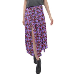 Lazy Cat Floral Pattern Lilac Polka Velour Split Maxi Skirt by snowwhitegirl