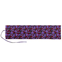 Lazy Cat Floral Pattern Lilac Polka Roll Up Canvas Pencil Holder (l) by snowwhitegirl