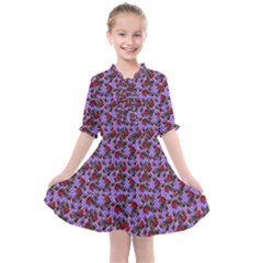 Lazy Cat Floral Pattern Lilac Polka Kids  All Frills Chiffon Dress by snowwhitegirl