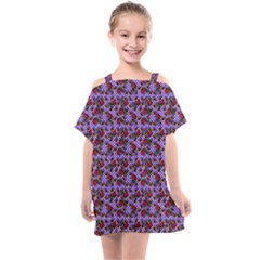 Lazy Cat Floral Pattern Lilac Polka Kids  One Piece Chiffon Dress by snowwhitegirl