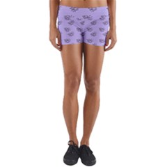 Zodiac Bat Lilac Yoga Shorts by snowwhitegirl