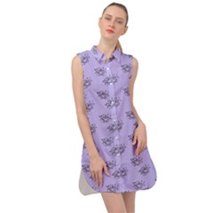 Zodiac Bat Lilac Sleeveless Shirt Dress