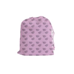 Zodiac Bat Pink Drawstring Pouch (medium) by snowwhitegirl