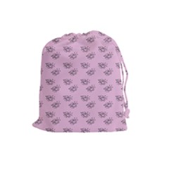 Zodiac Bat Pink Drawstring Pouch (large) by snowwhitegirl