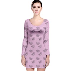 Zodiac Bat Pink Long Sleeve Velvet Bodycon Dress by snowwhitegirl