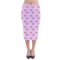 Zodiac Bat Pink Velvet Midi Pencil Skirt by snowwhitegirl