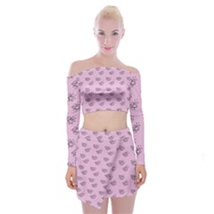 Zodiac Bat Pink Off Shoulder Top With Mini Skirt Set by snowwhitegirl