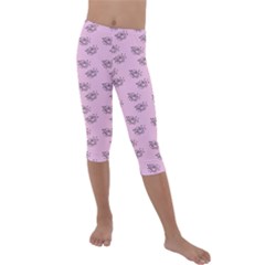 Zodiac Bat Pink Kids  Lightweight Velour Capri Leggings  by snowwhitegirl