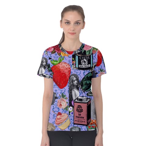 Vintage Girls Floral Collage Women s Cotton Tee by snowwhitegirl