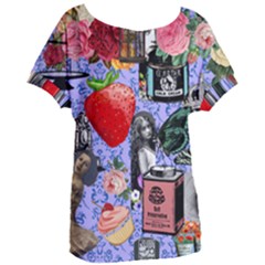 Vintage Girls Floral Collage Women s Oversized Tee by snowwhitegirl